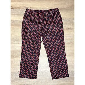 Talbots Capri Pants Womens Heritage Fit Cotton Spandex 6P Navy Ladybug‎ EUC